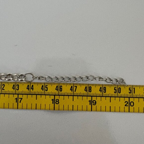 Hot Pink Teardrop Bib Necklace Silver Tone Chain Beaded Statement Jewelry - Picture 4 of 7